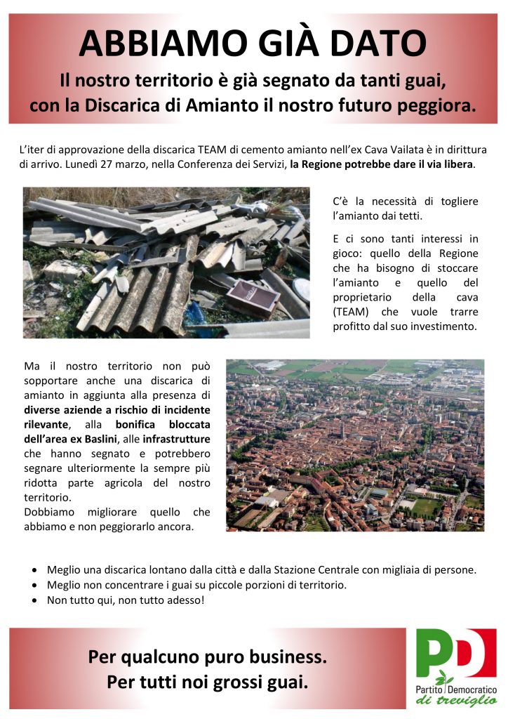 Discarica amianto treviglio